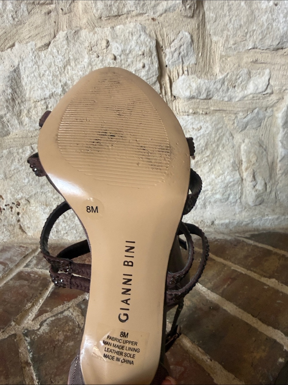 GIANNI BINI Brown Rhinestone Strappy Heels - Picture 5 of 6